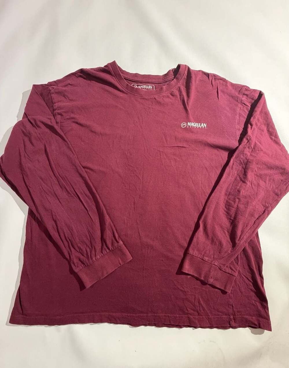Magellan Outdoors Mens XL Burgundy Long Sleeve T-Shirt Logo Fishing Tee
